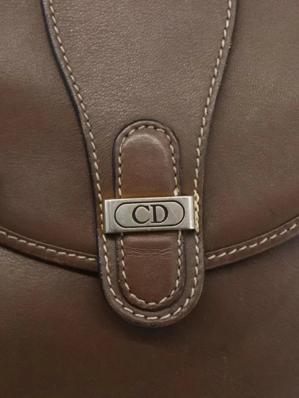 Christian Dior Shoulder Bag Leather Brown Gold Auth 151731 - Picture 10 of 16